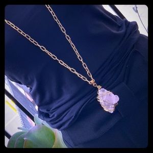Rose Quartz Crystal Statement Pendant Necklace